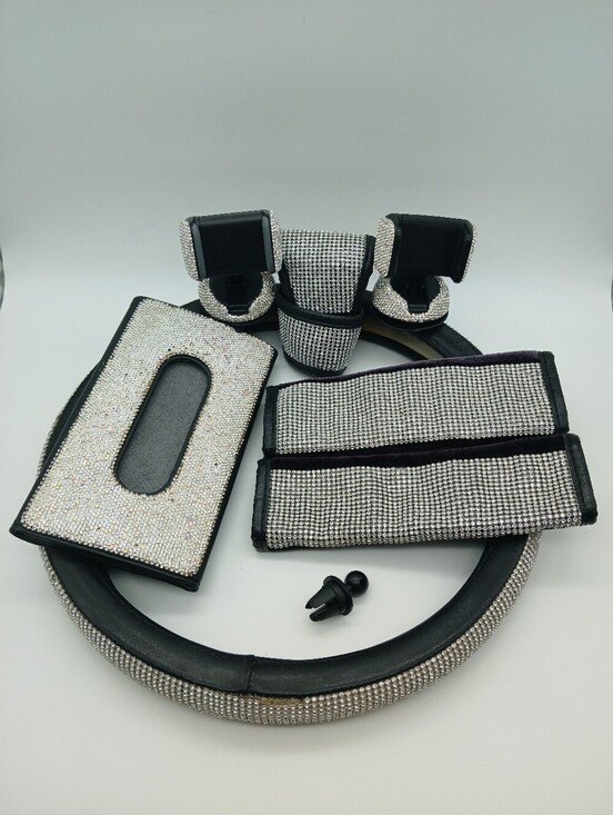 Other - Crystal Rhinestone Car Accessory Set - Silver Bling